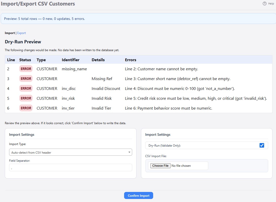 Import/Export CSV Customers